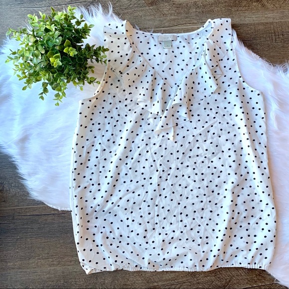 LOFT Tops - LOFT polka dot ruffle tank top